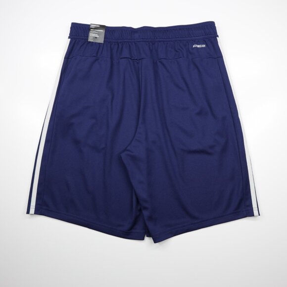 Adidas Men's Train Essentials Pique 3 Stripes Zip Pocket Shorts Blue Size M - Picture 5 of 11